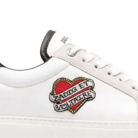 Zadig & Voltaire leather sneakers ZV1747 tattoo style heart patch French 41/US10 - Picture 15 of 15